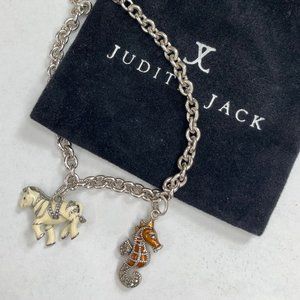 Sterling 925 Judith Jack Charm Bracelet w/2 Charms